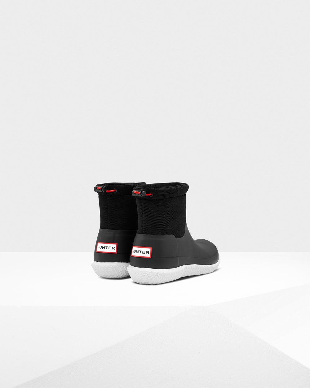 Sneakersy Damskie - Hunter Original Short Mesh Boots - Czarne - PGYK-08512